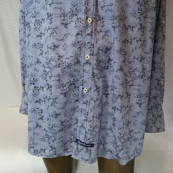 English Laundry Shirt Mens 17.5 XL Blue Check Flip Cuff Long Sleeve Classic - Picture 5 of 15